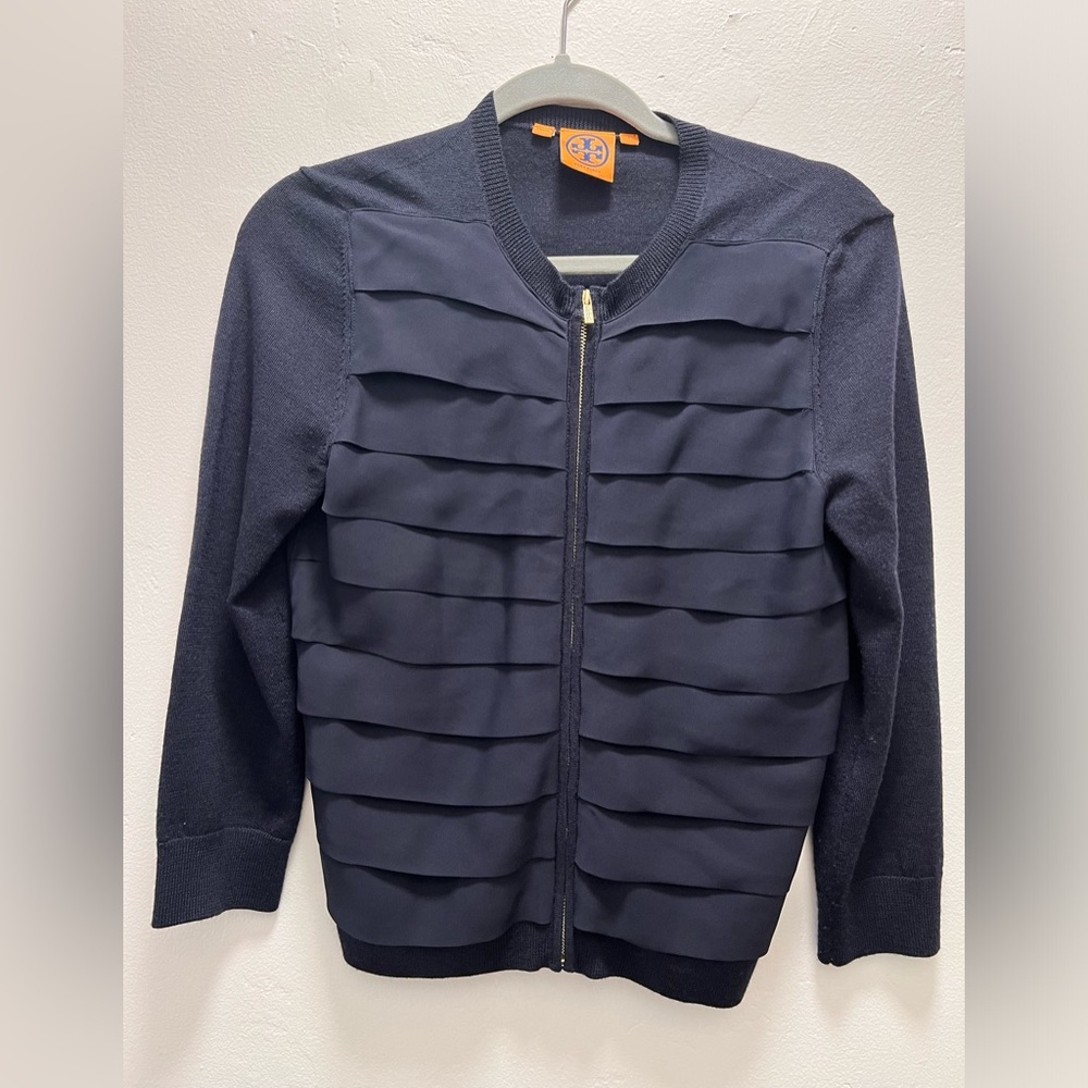 Tory Burch 3/4 sleeve sweater Ruffles Blue